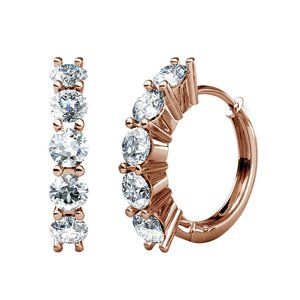 Rose Gold‎ Small Huggie Hoop Earrings With Australian Crystals